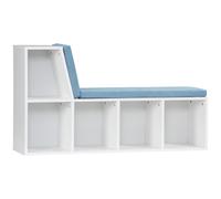HOMCOM Biblioteca banco 2 en 1 con 5 compartimentos de almacenamiento y 2 cojines 108 x 30 x 60 cm blanco azul