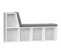 HOMCOM Biblioteca banco 2 en 1 con 5 compartimentos de almacenamiento y 2 cojines 108x30x60 cm Blanco Gris Aosom España