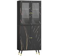 HOMCOM Biblioteca, estantería de 6 niveles, mueble de almacenamiento 6 estantes abiertos puerta de vidrio y armario 70 x 35 x 170 cm negro Aosom España