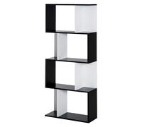HOMCOM Biblioteca estantería Mueble de Almacenamiento Diseño Contemporáneo en S 4 estantes 60x24x148 cm Negro Blanco Aosom España