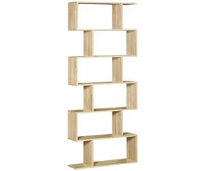 HOMCOM Biblioteca Estantería para Libros de 6 Niveles 80x23x192 cm Roble