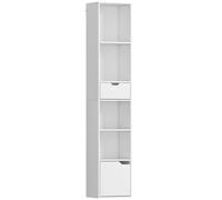 HOMCOM Biblioteca, estantería para libros, mueble de almacenamiento con cajón armario compartimentos abiertos, 30 x 24 x 158 cm, blanco Aosom España