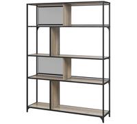 HOMCOM Biblioteca Mueble de Almacenamiento estantería de 5 niveles marco de acero estilo industrial - 120x30x161 cm Aosom España