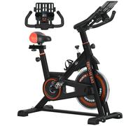 HOMCOM Bici Estática con Resistencia Regulable Volante de Inercia 8 kg Pantalla LCD Manillar y Asiento Ajustable Negro y Rojo