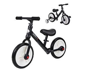 HOMCOM Bicicleta de Equilibrio con Pedales Niños +24 Meses 25 kg Negro
