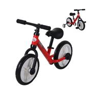 HOMCOM Bicicleta de Equilibrio con Pedales y Ruedas Entrenamiento Extraíbles Asiento Regulable 33-38cm Niños +24 Meses Carga 25kg Rojo Aosom España