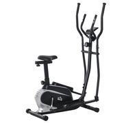 HOMCOM Bicicleta Elíptica de Fitness con Resistencia Magnética Ajustable Sillín Regulable Pantalla LCD Pulsómetro y Volante de Inercia 3 kg 103x62x151 cm Negro