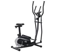 HOMCOM Bicicleta Elíptica de Fitness con Resistencia Magnética Ajustable Sillín Regulable Pantalla LCD Pulsómetro y Volante de Inercia 3 kg 103x62x151 cm Negro