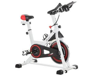 HomCom Bicicleta Estática Blanco/Rojo