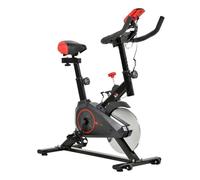 Homcom bicicleta estática ciclo indoor con pantalla lcd pulsómetro sillín y manillar ajustables en altura volante de inercia de 6 kg y resistencia regulable 85x46x114 cm negro y rojo