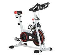 HOMCOM Bicicleta Estática Bicicleta de Fitness Pantalla LCD Asiento y Manillar Ajustable Resistencia Regulable Carga 100kg 103x53x110-114 cm Acero