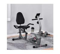HOMCOM Bicicleta Estática Reclinada con Pantalla LCD y Volante de Inercia de 3 kg Resistencia Magnética 121,5-136x62,5x98 cm Gris Aosom España