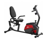 Homcom bicicleta estática con respaldo, 8 niveles resistencia magnética, bicicleta estática para casa, con volante, asiento ajustable, monitor lcd, pulsómetro, soporte de teléfono y ruedas, rojo