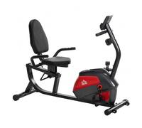 Homcom bicicleta estática con respaldo, 8 niveles resistencia magnética, bicicleta estática para casa, con volante, asiento ajustable, monitor lcd, pulsómetro, soporte de teléfono y ruedas, rojo