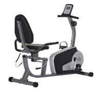 Homcom bicicleta estática con respaldo ajustable bicicleta estática reclinada con 8 niveles de resistencia magnética asiento regulable sensor de pulso pantalla lcd ruedas para casa gimnasia