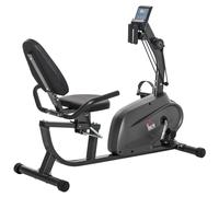HOMCOM Bicicleta Estática con Respaldo de 8 Niveles de Resistencia con Volante Asiento Ajustable, Pantalla LCD y Soporte
