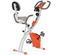 HOMCOM Bicicleta Estática Plegable con Altura y Resistencia Magnética Ajustables con Pantalla LCD y Asiento con Respaldo 97x51x115 cm Naranja