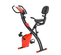 HOMCOM Bicicleta Estática Plegable con Altura y Resistencia Magnética Ajustables con Pantalla LCD y Asiento con Respaldo 52x107x110 cm Rojo