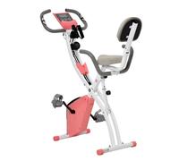 HOMCOM Bicicleta Estática Plegable con Altura y Resistencia Magnética Ajustables con Pantalla LCD y Asiento con Respaldo 97x51x115 cm Rosa