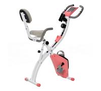 HOMCOM Bicicleta Estática Plegable con Altura y Resistencia Magnética Ajustables Pantalla LCD Asiento con Respaldo 97x51x115 cm Rosa Aosom España