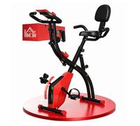 HOMCOM Bicicleta Estática Plegable con Altura y Resistencia Magnética Ajustables con Pantalla LCD y Asiento con Respaldo 52x107x110 cm Rojo