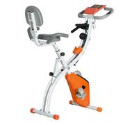 HOMCOM Bicicleta Estática Plegable con Altura y Resistencia Magnética Ajustables con Pantalla LCD y Asiento con Respaldo 97x51x115 cm Naranja