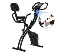 HOMCOM Bicicleta Estática Plegable con Altura y Resistencia Ajustables con Pantalla LCD y Asiento con Respaldo 52x107x110 cm Negro