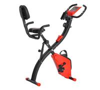 HOMCOM Bicicleta Estática Plegable con Altura y Resistencia Magnética Ajustables con Pantalla LCD y Asiento con Respaldo 52x107x110 cm Rojo