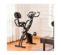 HOMCOM Bicicleta Estática Plegable con Altura y Resistencia Ajustables con Pantalla LCD y Asiento con Respaldo 52x107x110 cm Negro