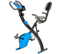HOMCOM Bicicleta Estática Plegable con Altura y Resistencia Ajustables con Pantalla LCD y Asiento con Respaldo Peso máximo 120 Kg 97x51x115 cm Azul