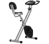 HOMCOM Bicicleta Estática Plegable con Respaldo 8 Niveles de Resistencia Volante Pantalla LCD Pulsómetro y Sillín Ajustable