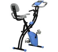 HOMCOM Bicicleta Estática Plegable con Respaldo 8 Niveles de Resistencia Volante Pantalla LCD Pulsómetro y Sillín Ajustable