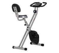 Homcom bicicleta estática plegable con respaldo, bici estática con 8 niveles de resistencia magnética, volante, pantalla lcd, pulsómetro, sillín ajustable, carga 110 kg para hogar ahorra espacio gris