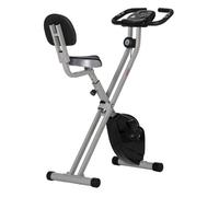 Homcom bicicleta estática plegable con respaldo, bici estática con 8 niveles resistencia magnética, volante, pantalla lcd, pulsómetro, sillín ajustable, bandas, carga 110 kg compacta para hogar gris 1