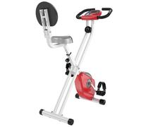 HOMCOM Bicicleta Estática para Ejercicios Profesional Vertical Plegable de Forma X Resistencia Magnética con Altura Ajustable Acero 43x97x109 cm Rojo