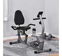 HOMCOM Bicicleta Estática Reclinada con Pantalla LCD y Volante de Inercia de 3 kg Resistencia Magnética de 8 Niveles Asiento Ajustable 121,5-136x62,5x98 cm Gris