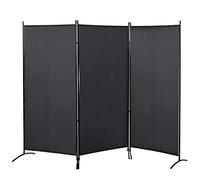 HOMCOM Biombo 3 paneles dim. 2,53 x 0,5 x 1,82 H m - Estor lateral para cortavientos, separador de metal, poliéster, alta densidad, color gris oscuro
