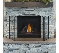 HOMCOM Biombo Chimenea de 3 Paneles Pantalla Plegable con Bisagras Estructura de Metal Resistente 132,5x76,5 cm Negro