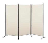 HOMCOM Biombo de 3 Paneles 253x50x182 cm con 6 Pies de Metal Beige