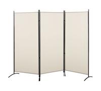 HOMCOM Biombo de 3 Paneles 253x50x182 cm con 6 Pies de Metal Beige Beige 253x50x182 cm