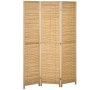 HOMCOM Biombo de 3 Paneles Divisor de Habitación 120x1,8x170 cm Natural | Plegable, Separador de Ambientes, Patrón de Tejido de Bambú, Estilo Rústico, Oficina Dormitorio Salón