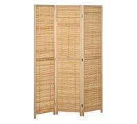 HOMCOM Biombo de 3 Paneles Divisor de Habitación Plegable 120x1,8x170 cm Separador de Ambientes con Patrón de Tejido de Bambú Estilo Rústico para Oficina Dormitorio Salón Natural