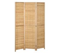 HOMCOM Biombo de 3 Paneles Divisor de Habitación Plegable 120x1,8x170 cm Separador de Ambientes con Patrón de Tejido de Bambú Estilo Rústico para Oficina Dormitorio Salón Natural