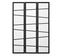 Homcom biombo de 3 paneles divisor de habitación plegable 120x170 cm separador de ambientes de madera decoración para oficina dormitorio salón negro y blanco 120 cm