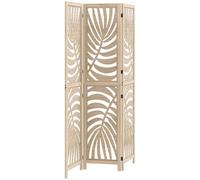HOMCOM Biombo de 3 Paneles Hojas de Palma 120x170 cm Natural