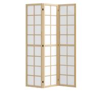 Homcom biombo de 3 paneles plegable, separador de ambientes con marco de madera, 120x170 cm, pantalla de privacidad para dormitorio, oficina, salón, natural 1.7 cm