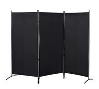 HOMCOM Biombo de 3 Paneles Separador de Ambientes 253x50x182 cm Negro | Divisor de Habitación Plegable, 6 Pies de Metal, Pantalla de Privacidad, para Oficina Dormitorio