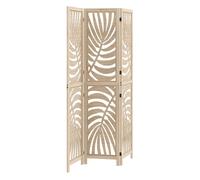 Homcom biombo de 3 paneles separador de ambientes plegable 120x170 cm con estampado de hojas de palma tropical biombo separador de ambientes para salón dormitorio oficina natural 120 cm
