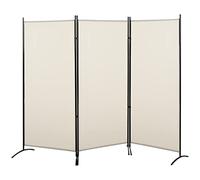 HOMCOM Biombo de 3 Paneles Separador de Ambientes Plegable 253x50x182 cm Divisor de Habitación Pantalla de Privacidad con 6 Pies de Metal para Oficina Dormitorio Interior Beige