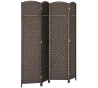 HOMCOM Biombo de 4 Paneles 160x170 cm Separador de Ambientes Plegable Biombo Separador de Ambientes para Salón Dormitorio Oficina Marrón